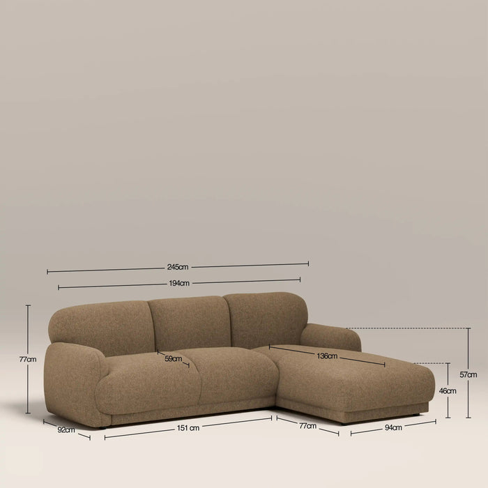 Cloud Right Hand 3 Seater Chaise Sofa Speckled Cappuccino Boucle