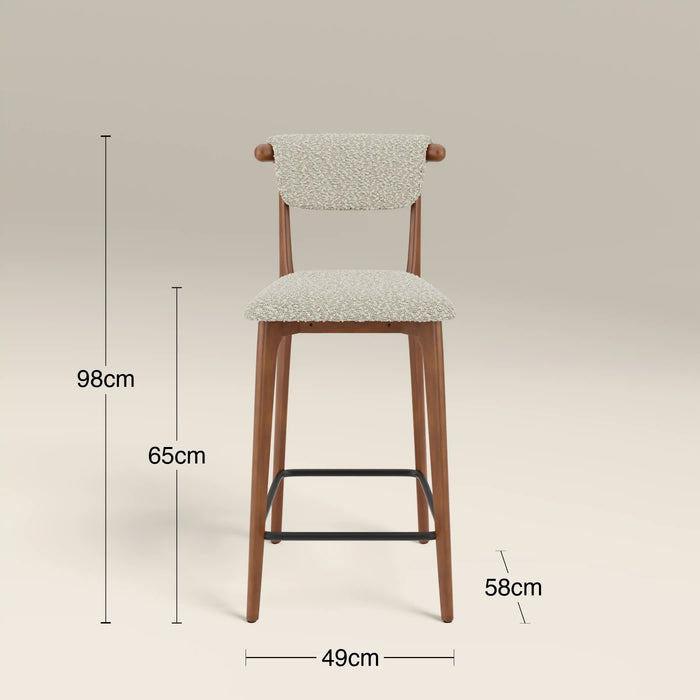 Nobu Kitchen Stool Speckled Stone Sustainable Boucle & Walnut