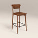 Nobu Wooden Bar Stool | Vintage Tan Faux Leather & Walnut