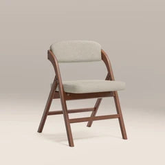 Nomad Folding Wooden Dining Chair | Speckled Stone Sustainable Boucle & Walnut