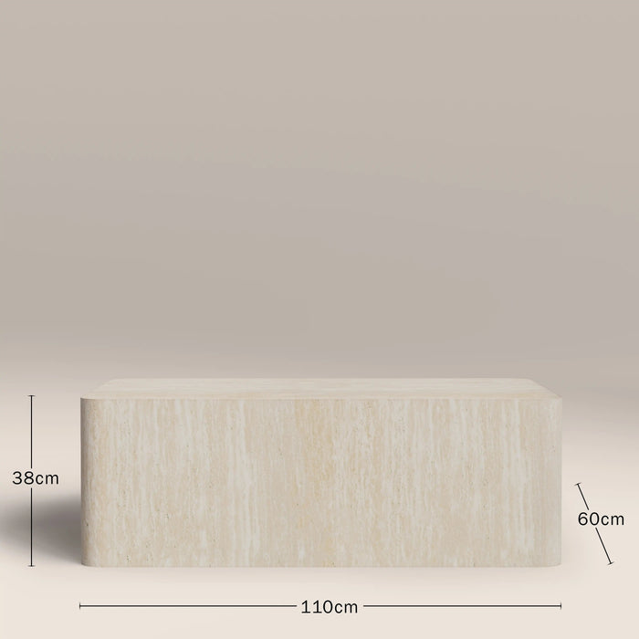 Sabel Rectangle Coffee Table Natural Travertine Effect
