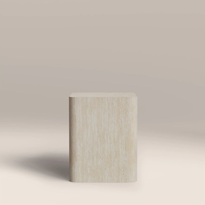 Sabel Square Side Table Natural Travertine Effect