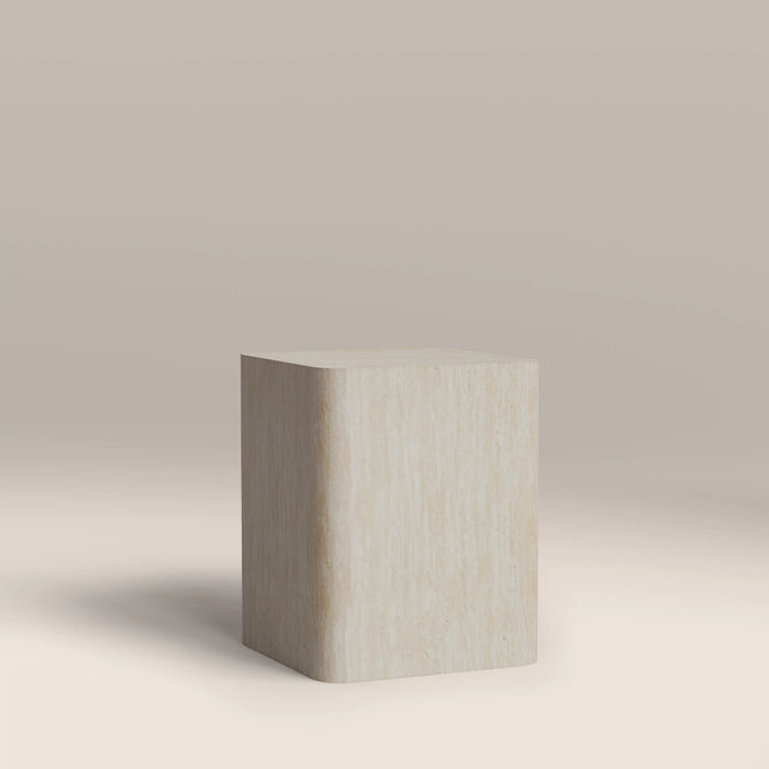 Sabel Square Side Table Natural Travertine Effect