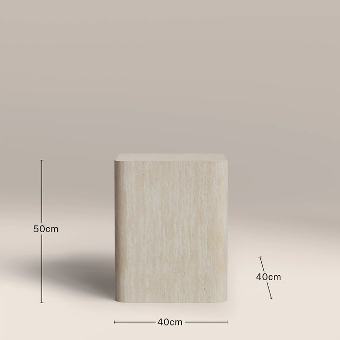 Sabel Square Side Table Natural Travertine Effect