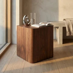 Sabel Square Wooden Side Table | Walnut