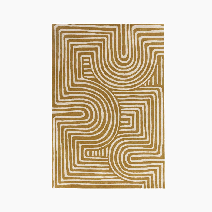 Bauhaus Hand Tufted Wool Rug Ochre