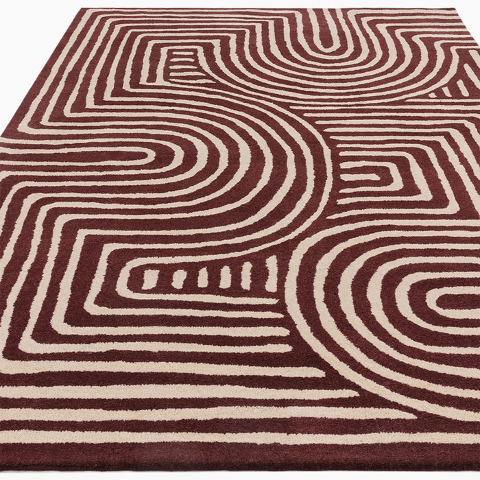 Bauhaus Hand Tufted Wool Rug Plum