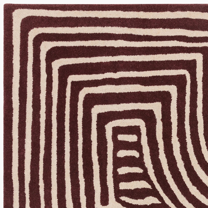 Bauhaus Hand Tufted Wool Rug Plum
