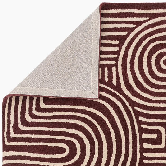 Bauhaus Hand Tufted Wool Rug Plum