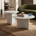 Jace Set of 2 Round Coffee Tables | White Carrara Honed Marble Effect Stone