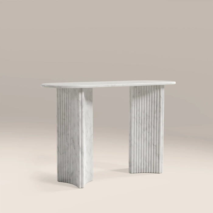 Jace Console Table White Carrara Honed Marble Effect Stone