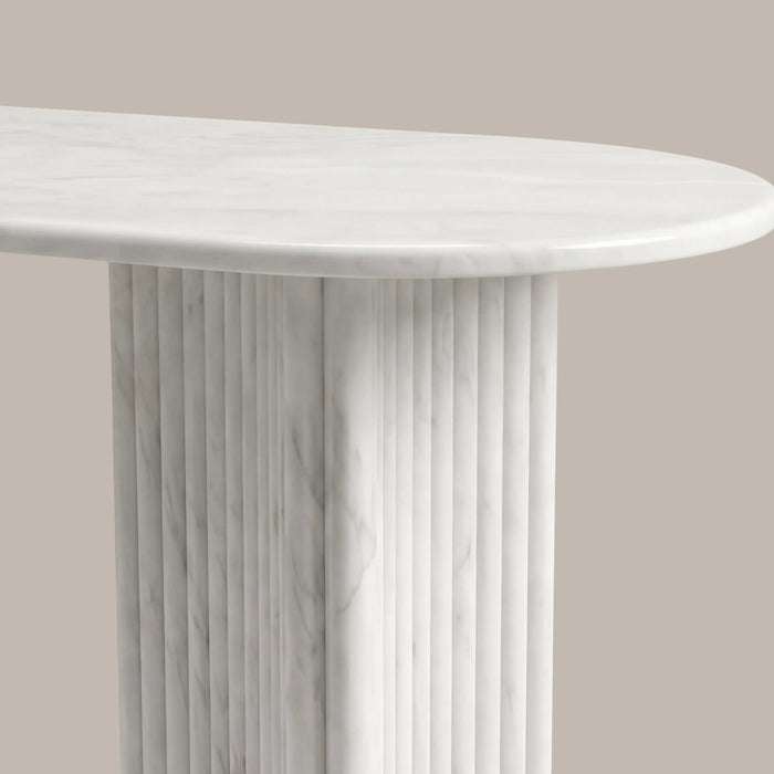 Jace Console Table White Carrara Honed Marble Effect Stone