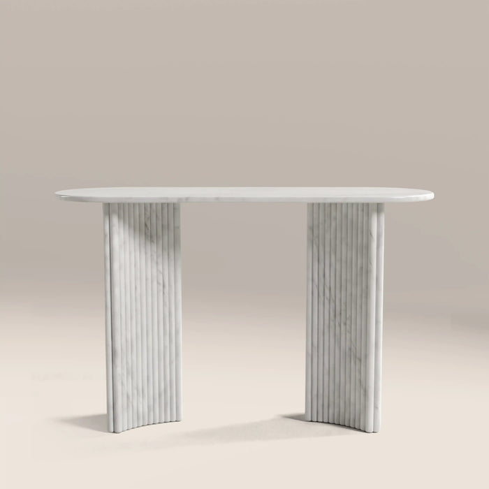 Jace Console Table White Carrara Honed Marble Effect Stone