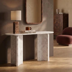Jace Console Table | White Carrara Honed Marble Effect Stone