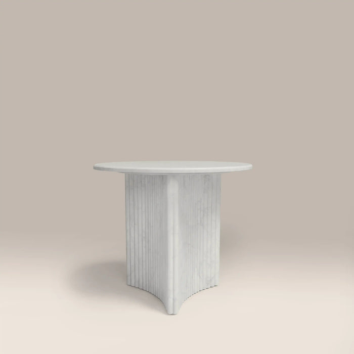 Jace Round Side Table White Carrara Honed Marble Effect Stone