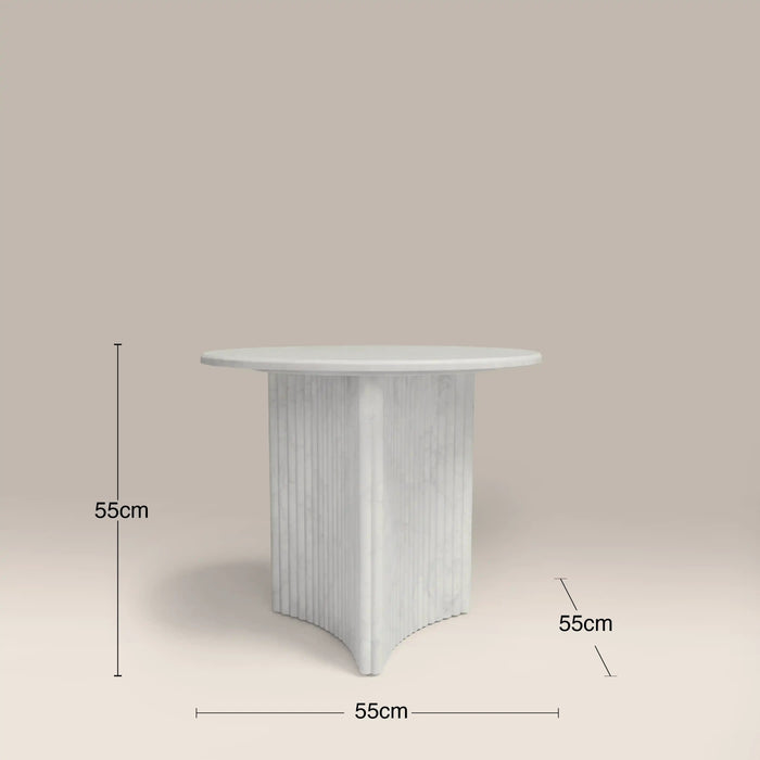 Jace Round Side Table White Carrara Honed Marble Effect Stone