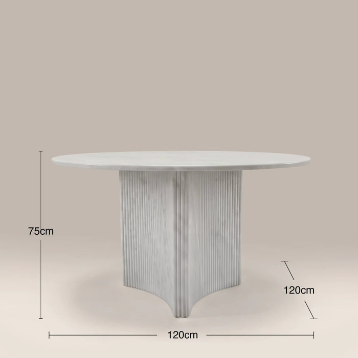 Jace 4 Seat Round Dining Table White Carrara Honed Marble Effect Stone