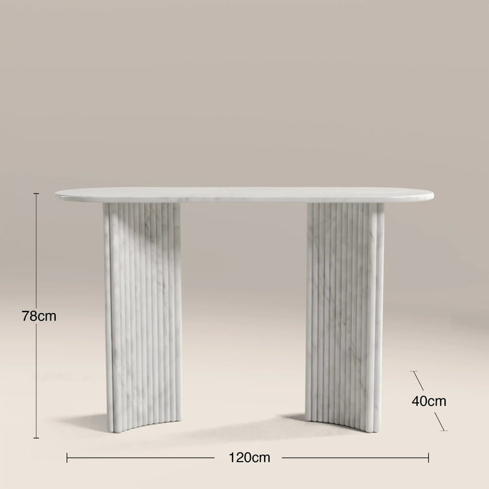 Jace Console Table White Carrara Honed Marble Effect Stone