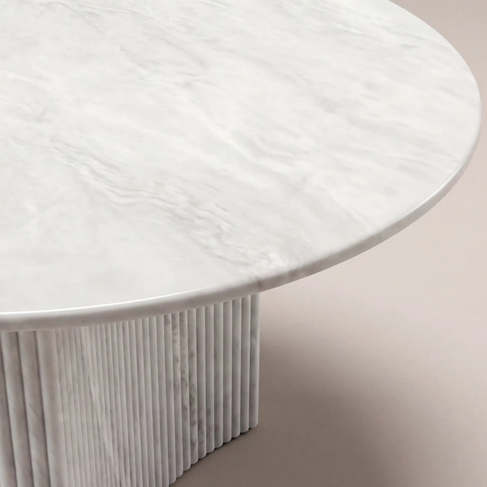 Jace 4 Seat Round Dining Table White Carrara Honed Marble Effect Stone