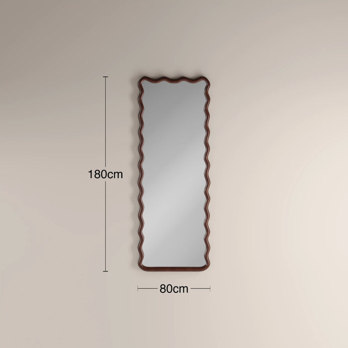Osaka Wavy Full Length Mirror 180x80 cm Walnut