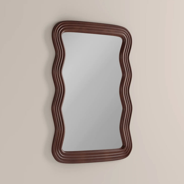 Ridley Wavy Wall Mirror 101x71 cm Walnut