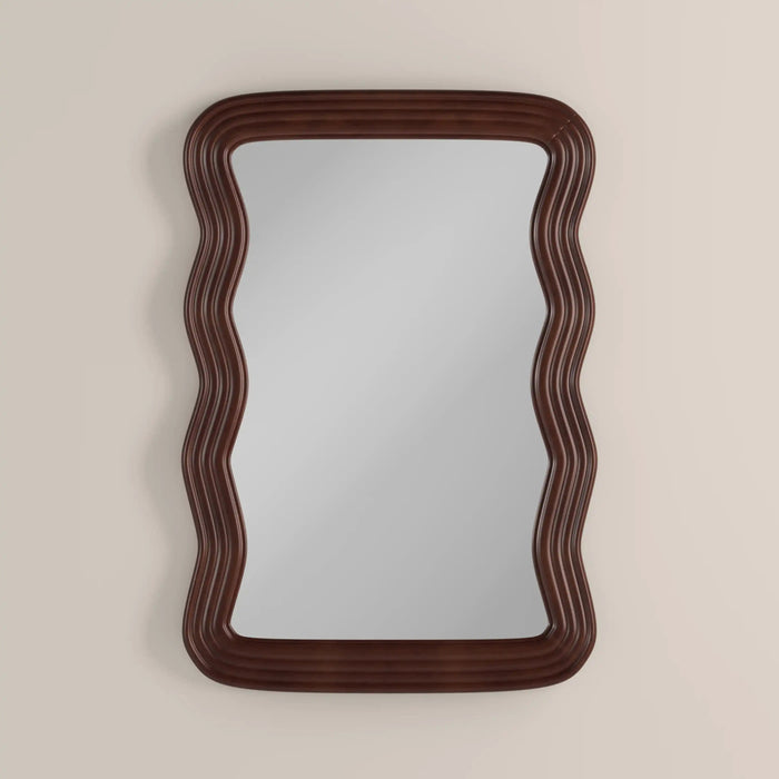 Ridley Wavy Wall Mirror 101x71 cm Walnut