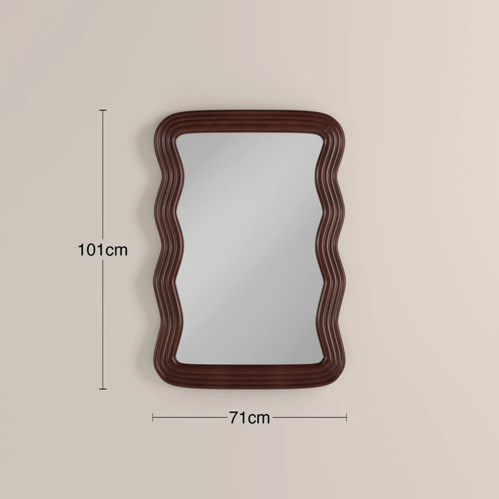 Ridley Wavy Wall Mirror 101x71 cm Walnut