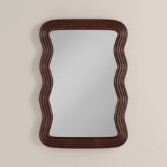 Ridley Wavy Wall Mirror, 101 x 71 cm | Walnut