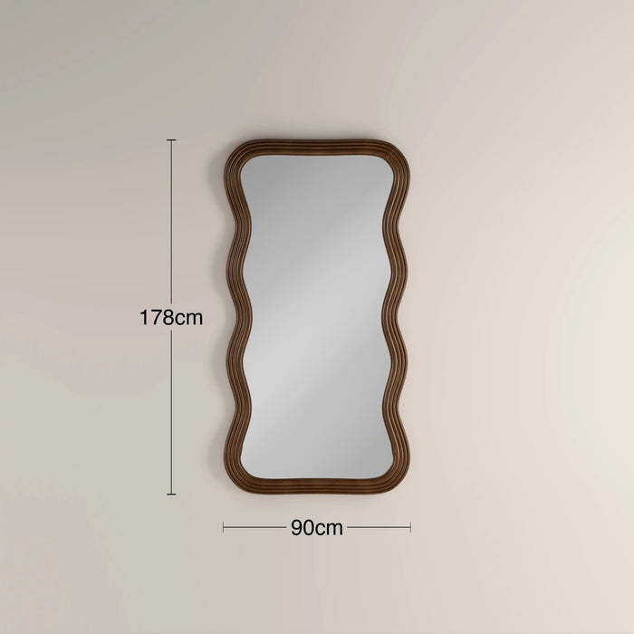 Ridley Wavy Full Length Mirror 178x90 cm Walnut