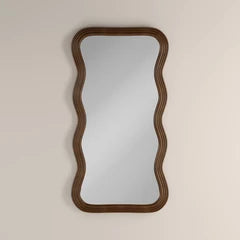 Ridley Wavy Full Length Mirror, 178 x 90 cm | Walnut