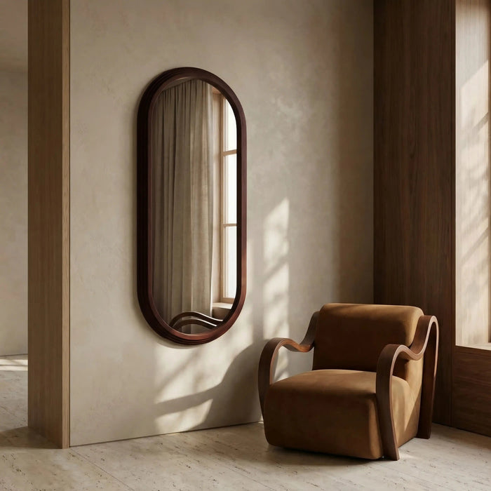 Bette Oval Full Length Mirror 120x50 cm Walnut