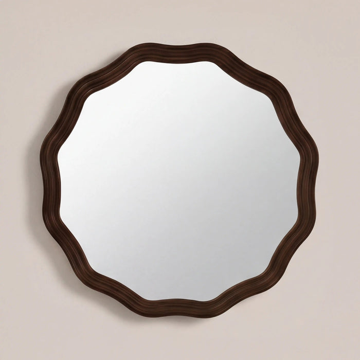 Lillian Round Wall Mirror 95 cm Walnut