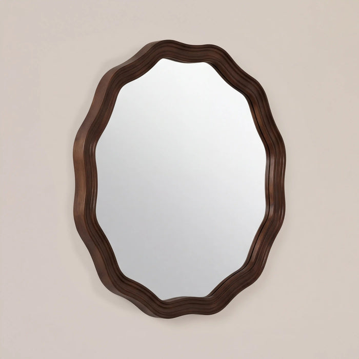 Lillian Round Wall Mirror 95 cm Walnut