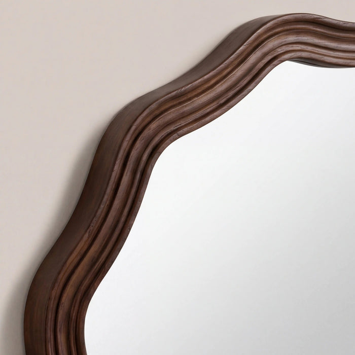 Lillian Round Wall Mirror 95 cm Walnut