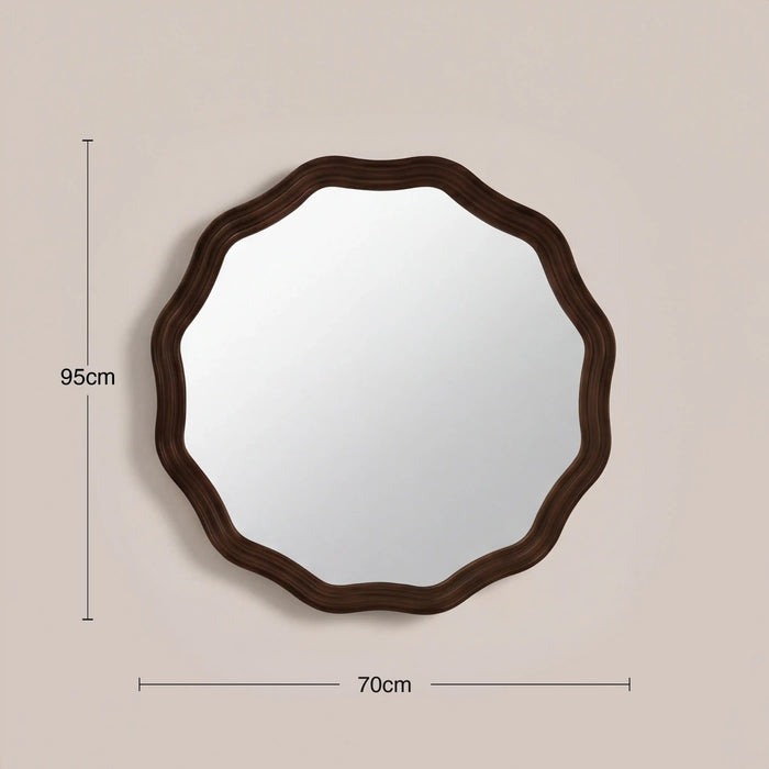 Lillian Round Wall Mirror 95 cm Walnut