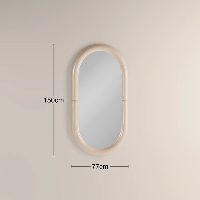 Morris Oval Full Length Mirror 150x77 cm High Gloss Nude