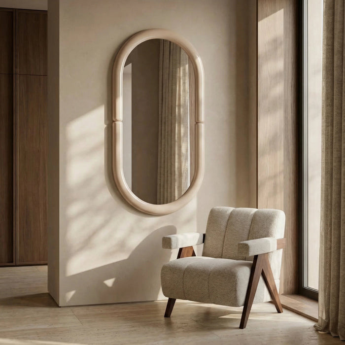 Morris Oval Full Length Mirror 150x77 cm High Gloss Nude
