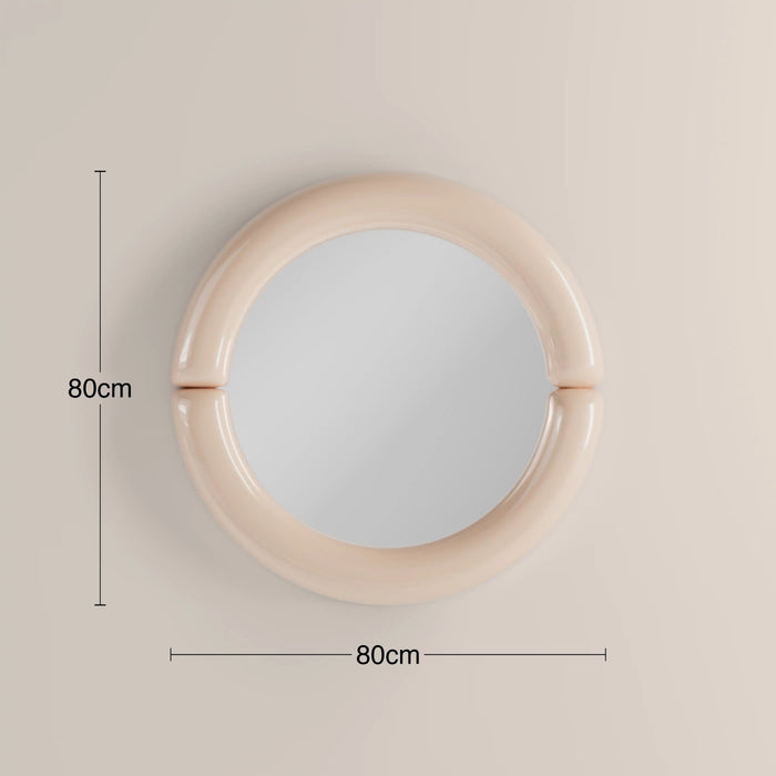 Morris Round Wall Mirror 80 cm High Gloss Nude