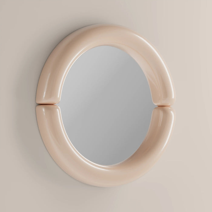 Morris Round Wall Mirror 80 cm High Gloss Nude