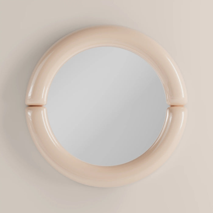 Morris Round Wall Mirror 80 cm High Gloss Nude