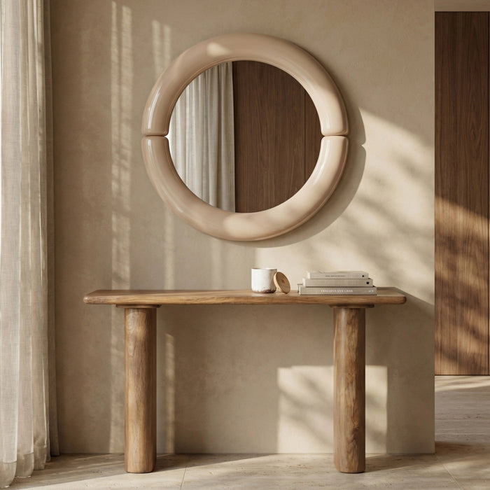 Morris Round Wall Mirror 80 cm High Gloss Nude