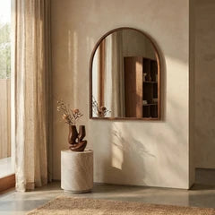 Oxleigh Arch Wall Mirror, 90 x 80 cm | Walnut