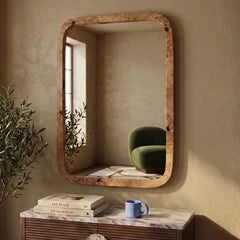 Kolson Rectangle Wall Mirror, 76 x 53 cm | Natural Burl Wood