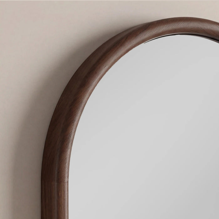 Wrenley Oval Wall Mirror 90x60 cm Walnut