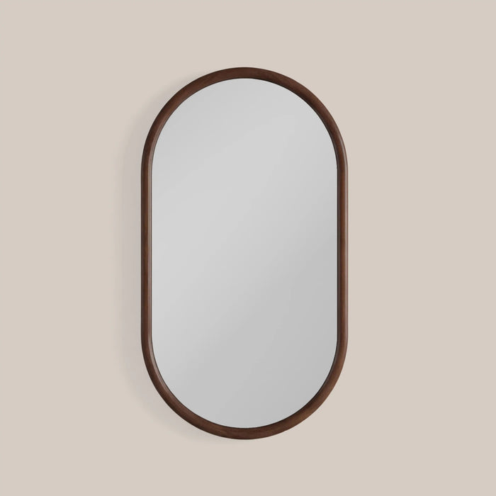 Wrenley Oval Wall Mirror 90x60 cm Walnut