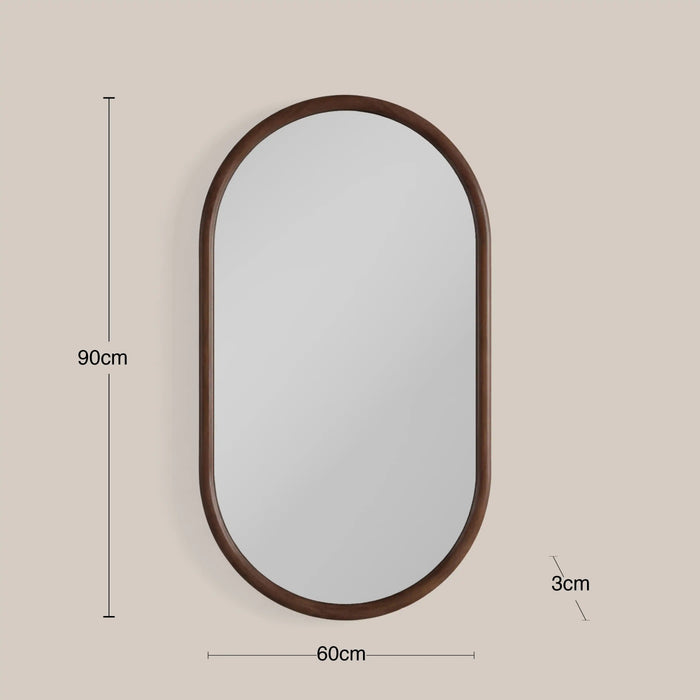 Wrenley Oval Wall Mirror 90x60 cm Walnut