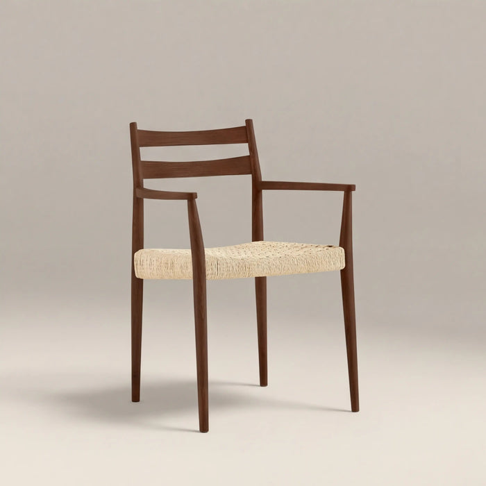 Caleb Wooden Carver Dining Chair Natural Weave & Walnut