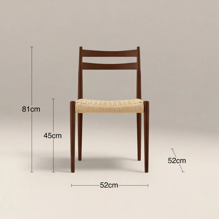 Caleb Wooden Dining Chair Natural Weave & Walnut