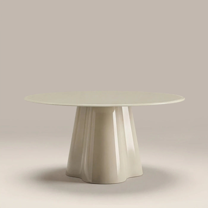 Hadley Round Coffee Table Soft Ecru Sandblasted Glass & High Gloss Soft Ecru