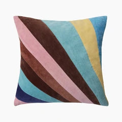 HK Living Square Cushion | Multicolour Striped Velvet